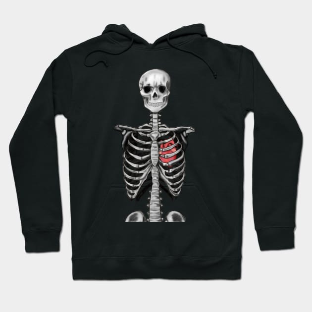 Skeleton with Heart - Costume Tee Hoodie by DesignsBySaxton